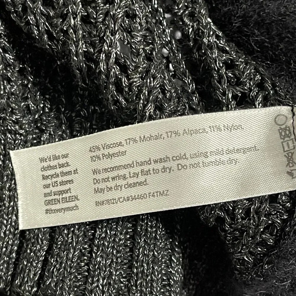 Eileen Fisher The Fisher Project Mohair Alpaca Blend Open Knit Sweater Gothic - Picture 6 of 8
